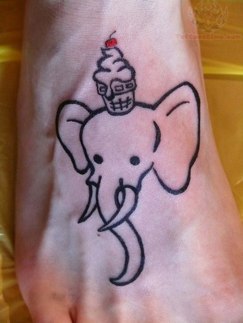 Ganesha Ice Cream Cup Tattoo On Foot